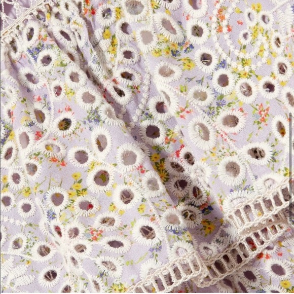 Alice + Olivia Tonie Tiered Floral Mini Dress Purple Women's 0 Eyelet Lace - Picture 5 of 13